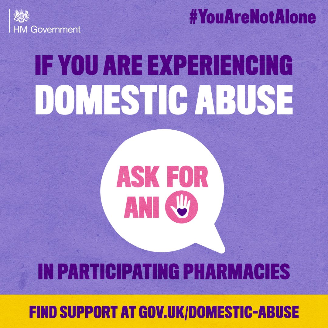 Action Needed Immediately Pharmacies showing the Ask for Ani symbol can get you immediate help if you are experiencing domestic abuse.#YouAreNotAlone